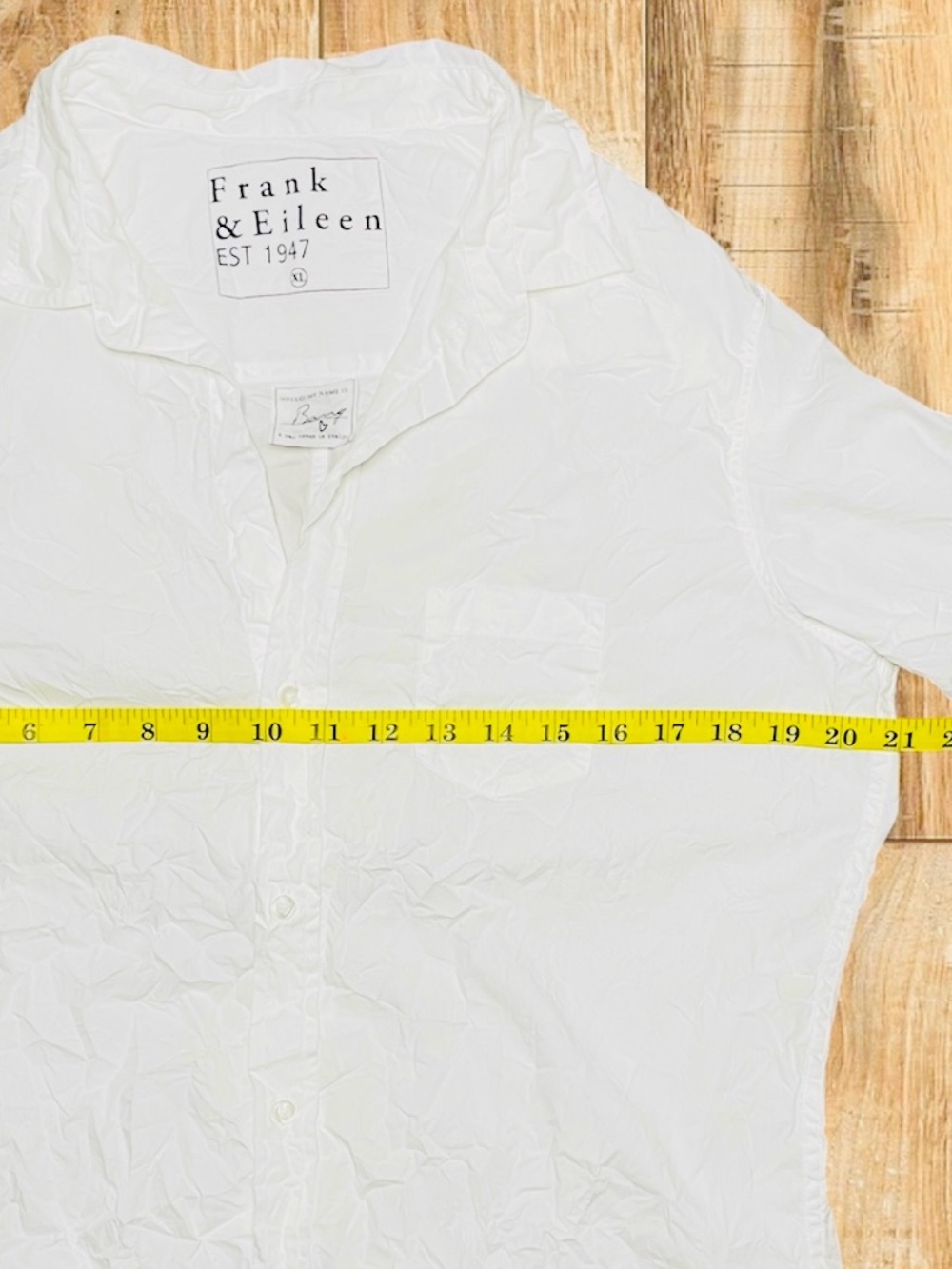 Frank & Eileen Barry Shirt Blouse Womens XL White Button Up CRINKLE Fabric - Picture 3 of 6